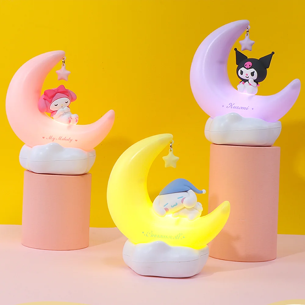 

Genuine Sanrio Nightlight Anime Figures My Melody Cinnamorol Kuromi Blind Box Moon Bud Series Desktop Ornament Decoration Gift