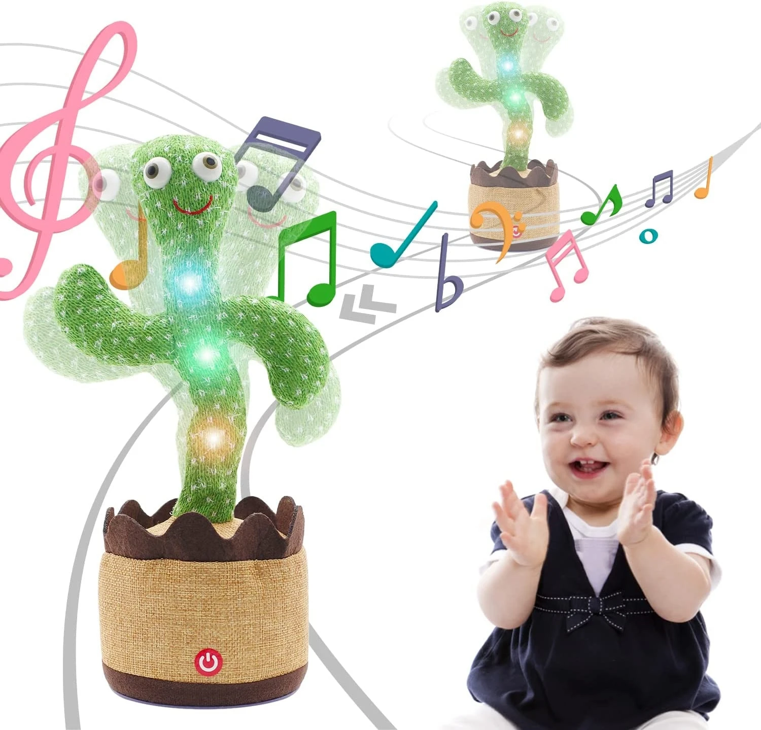 

Runing Dancing Cactus Toy Singing Talking Glissade Record Repeating What You Say Electric Plush 120 Songs with LED Light Tiktok