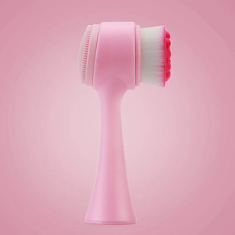 Двусторонняя силиконовая щетка для мытья лица мягкое волокно портативное