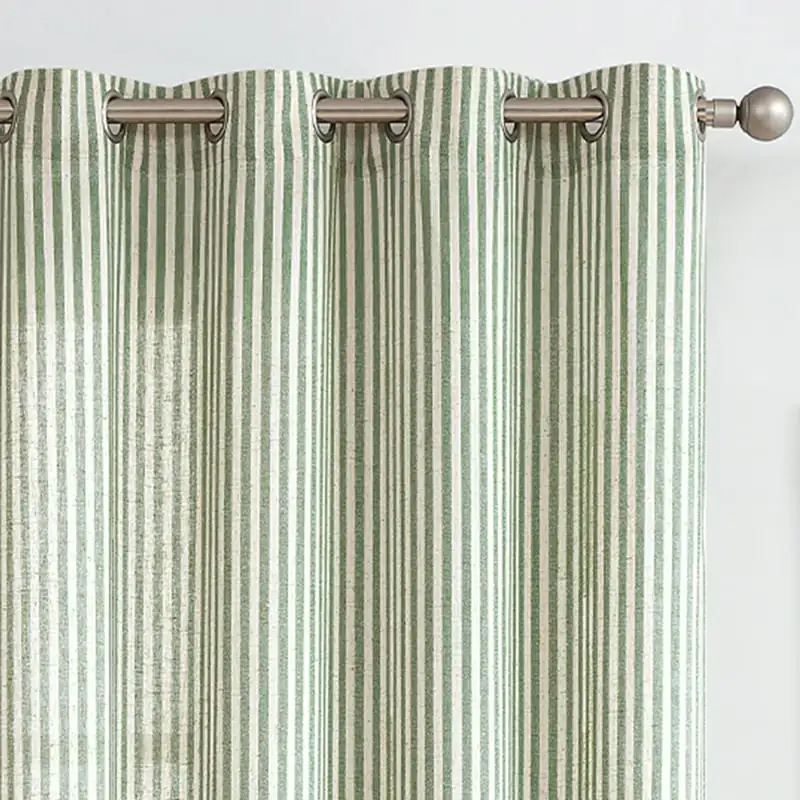 

Striped Curtains 96 inch Farmhouse Light Filtering Drapes for Living Room Bedroom Grommet Top 2 Panels Sage Green
