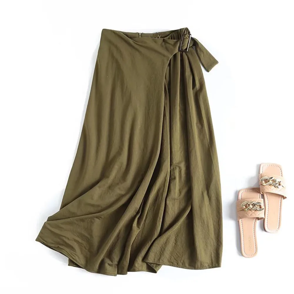 

PB&ZA2022 spring and summer new women's clothing fashion commuter casual version long high waist pleated skirt 5239/549 5239549