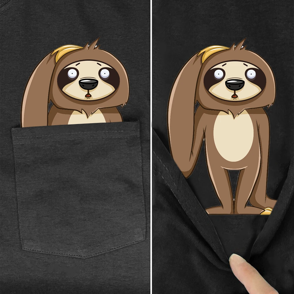 

Футболка CLOOCL из 100% хлопка, смешная женская футболка с рисунком в кармане, мужская и женская уличная одежда с коротким рукавом, повседневные ...