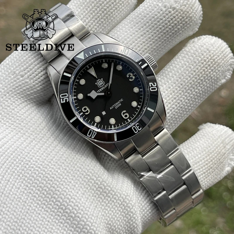 

Новые мужские водонепроницаемые механические наручные часы STEELDIVE часы для дайверов Dive 200 м, светящийся сапфировый керамический ободок NH35