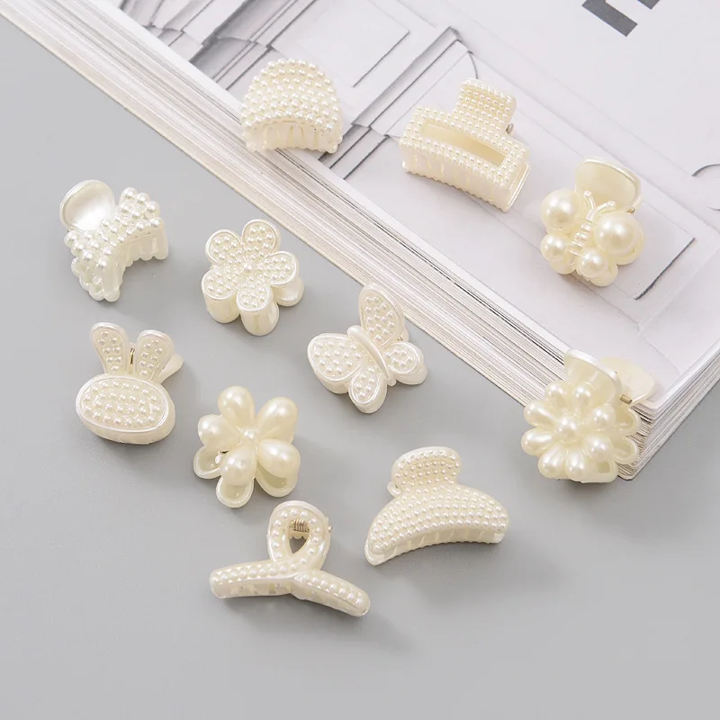 Korean Fashion Women Girls Small Mini Pearl Hair Claws Hair Clips Headwear Hairpin Crab Barrette Ornament Hair Accessories