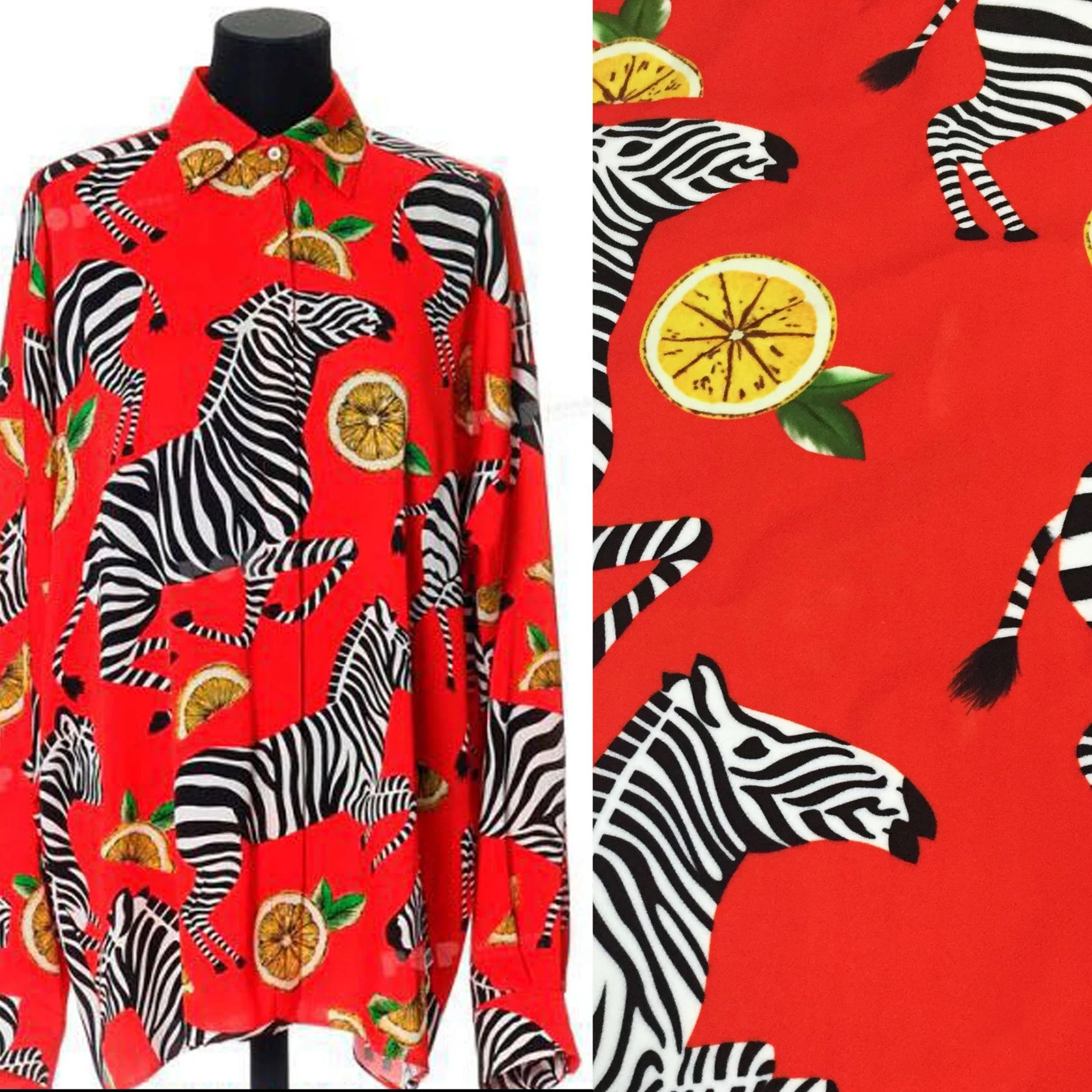 

European and American brands Haute Couture Zebra Lemon Pattern Digital Printing Fabric Handmade DIY Dress Shirt Sewing Fabric