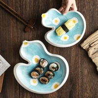 7 9 inch dinner plate set ceramic plate hand painted irregular gourd shape tableware sushi plate dishes kitchen plate set