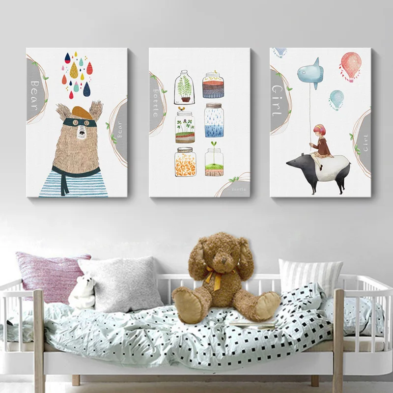 

Modern and Simple Children's Cartoon Cute Pet Poster Playground Home Decoration Frameless Printing Hanging Painting Core