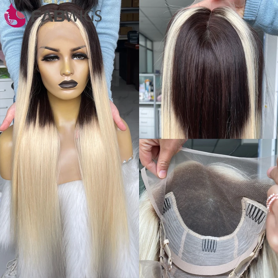

Fabwigs 150% плотность Омбре блонд кружева передний парик бразильские Прямые 13x6 человеческие волосы парики предварительно выщипанные линии волос