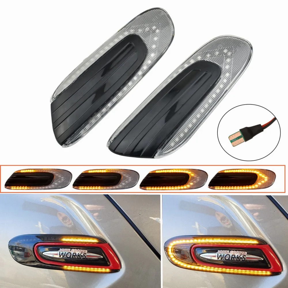 

2pcs Amber Dynamic Flowing Led Side Marker Turn Signal Light Sequential Blinker Lamp For MINI COOPER F55 F56 F57