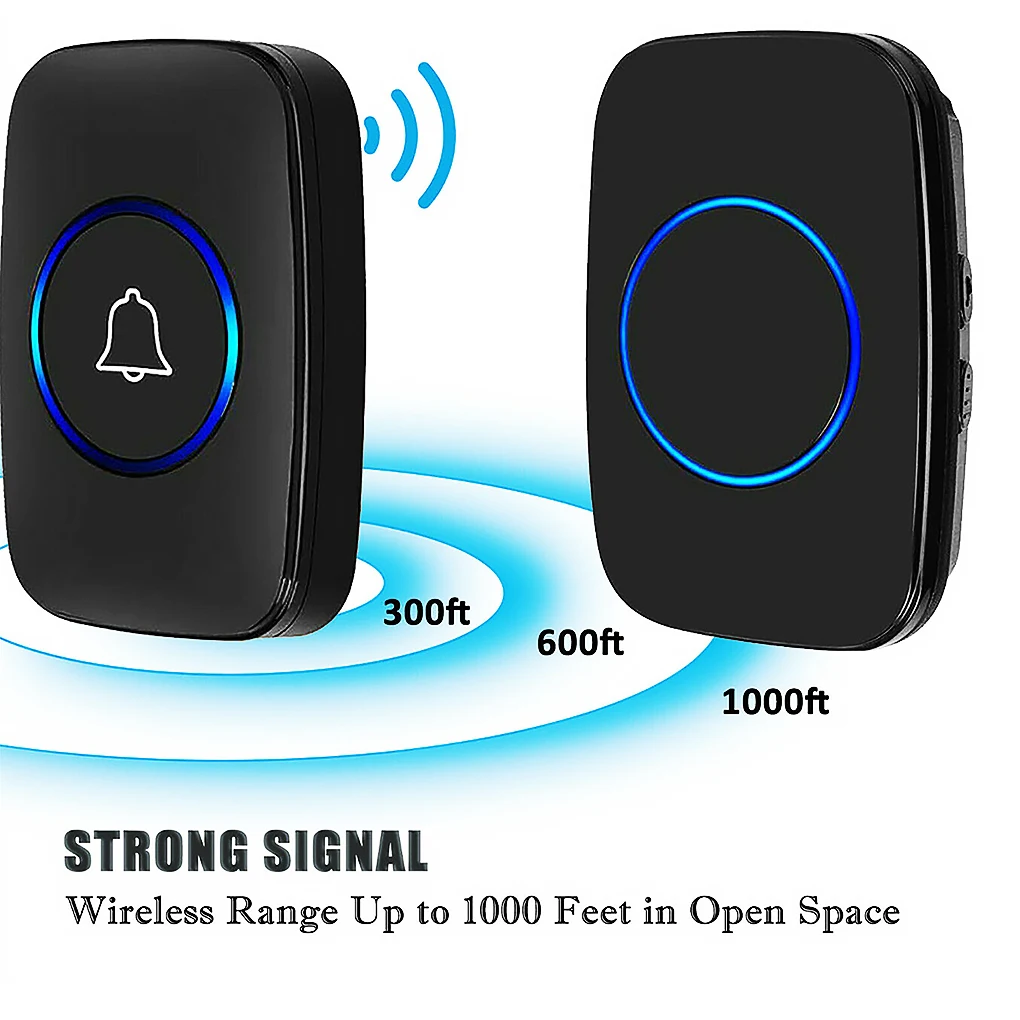 

IP44 Waterproof Door Bell Wireless Smart Doorbell with 2pcs Receiver and 1pc Transmitter US