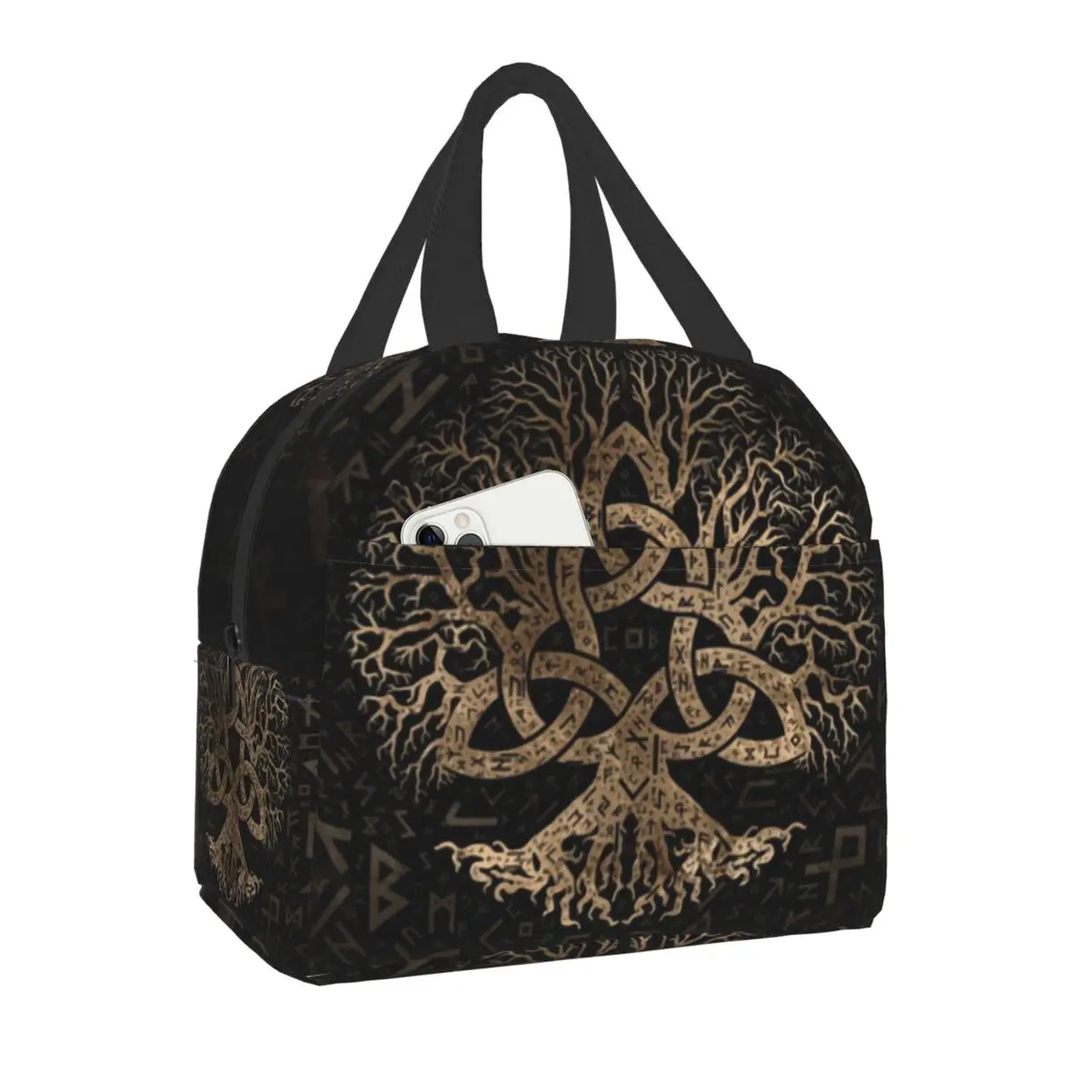 

Теплоизолированный Ланч-бокс с изображением дерева жизни, Triquetra On Futhark, водонепроницаемый термобокс для пикника, викинга