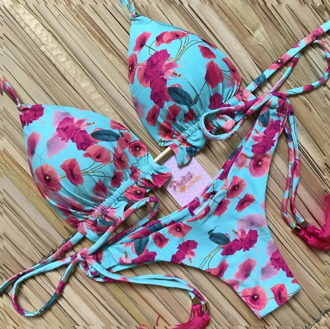 

Two Piece Women's Swimsuit 2022 New Swimwear Sexy Woman Thong Bikini Set Triangle Bandage Female Bathing Suits Beachwear