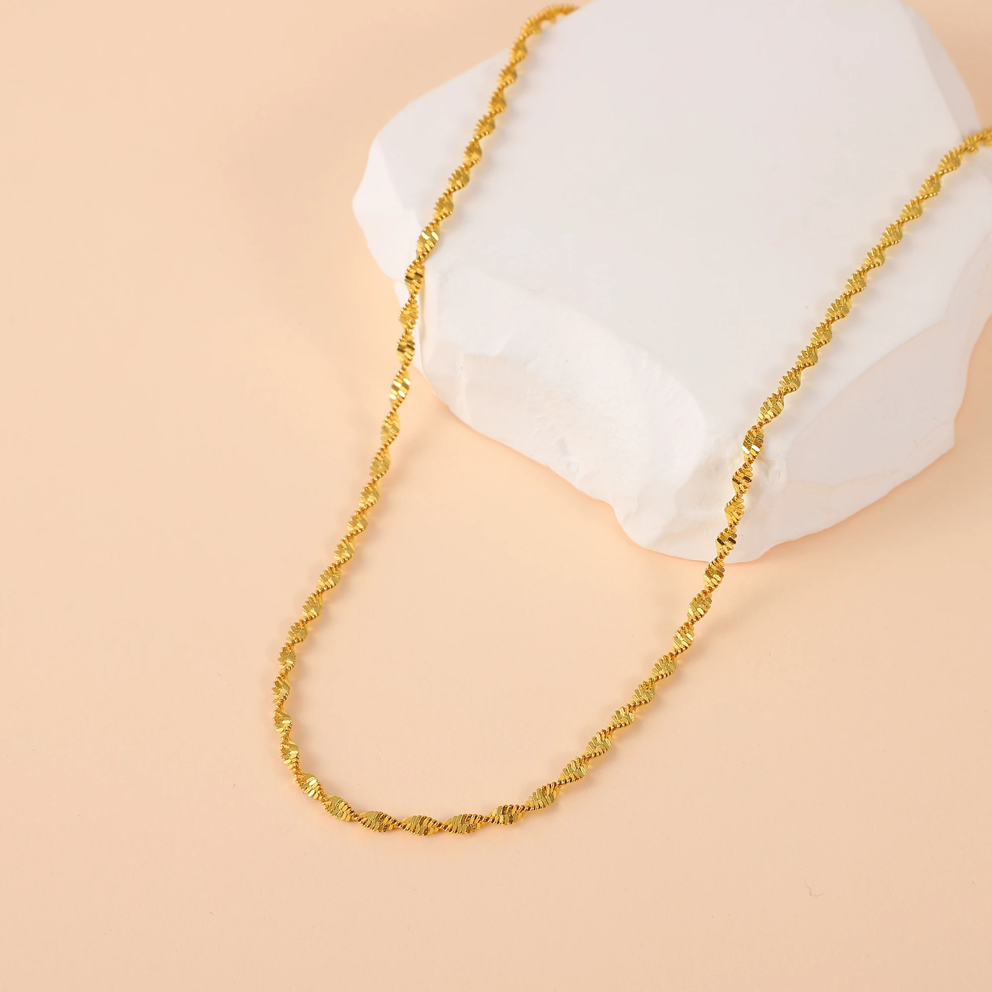 

Hainon Silver Color Wave Chain For Pendant 16 18 20 22 24 26 28 30 Inch Necklace Wholesale Double Water Wave Chain
