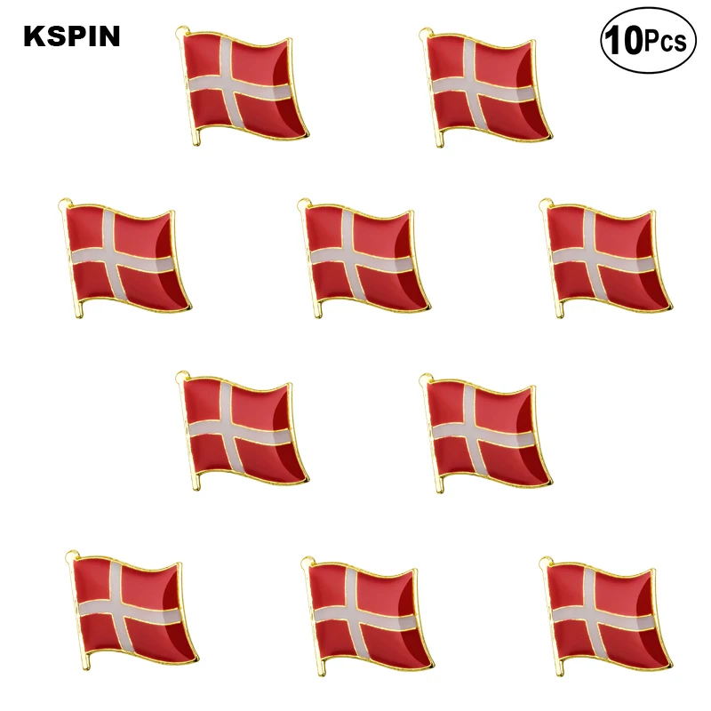 10 шт./партия значки-броши в виде флага Дании