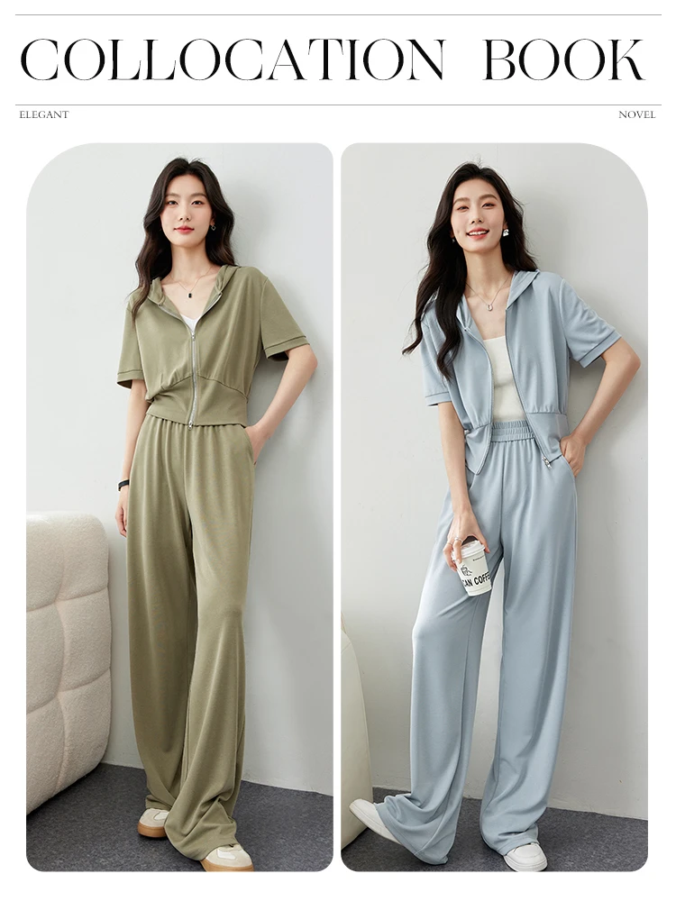 Женский летний спортивный костюм из 2 предметов однотонная Спортивная толстовка