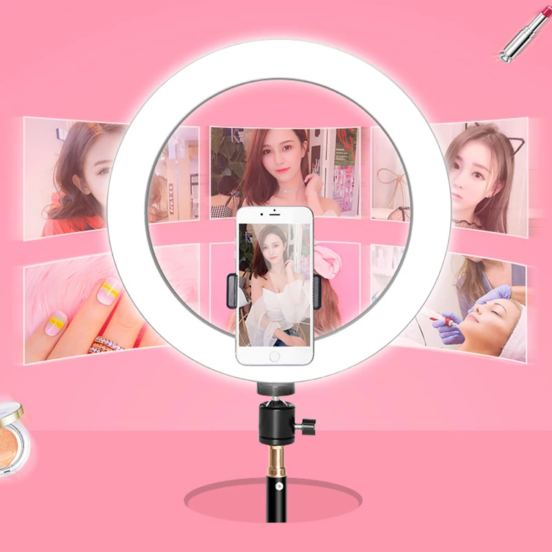 

Круглая кольцевая лампа для селфи, лампа с фонариками, светодиодное освещение для фото, держатель для телефона, светильник для макияжа
