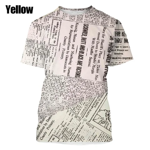 3D Printed Newspaper News Graphic T Shirt For Men Women Round Neck Short Sleeves Summer Street Cool Tshirts Unisex Tee Tops