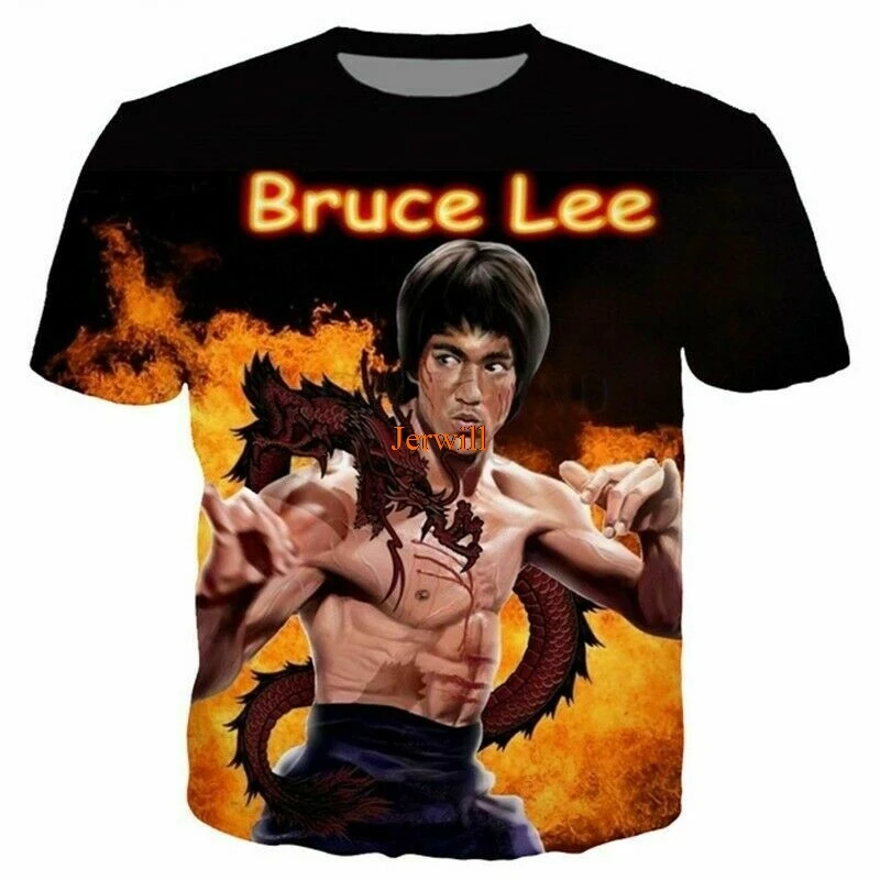 

New Fashion Ladies Men's Kung Fu Superstar Bruce Lee 3D Printed Casual T Shirts