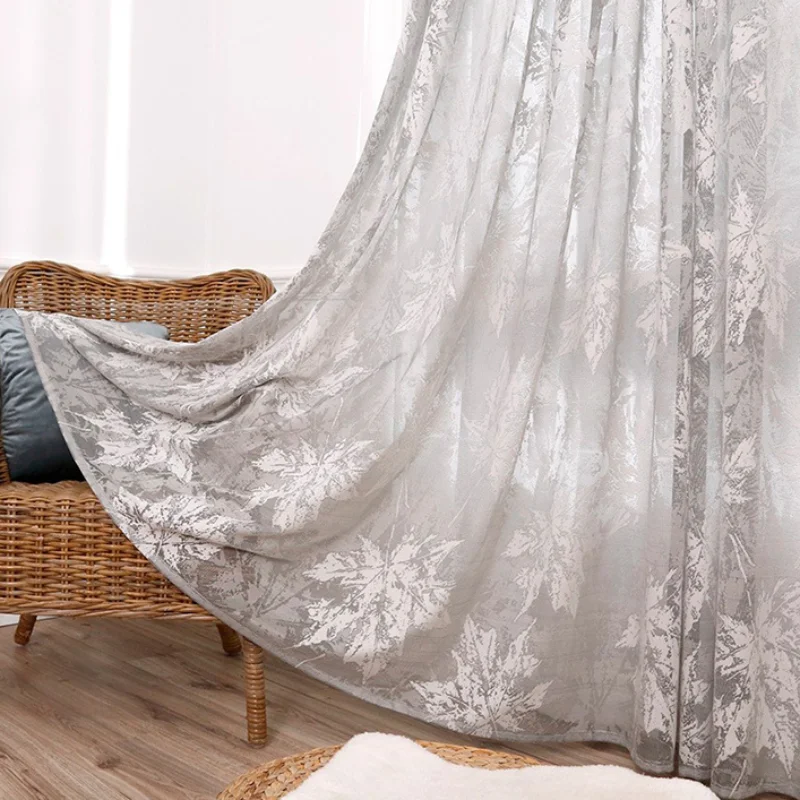 Cortina de estilo chino para decoración de ventanas, visillo Retro de hoja de arce para sala de estar, comedor y dormitorio, nuevo (0)