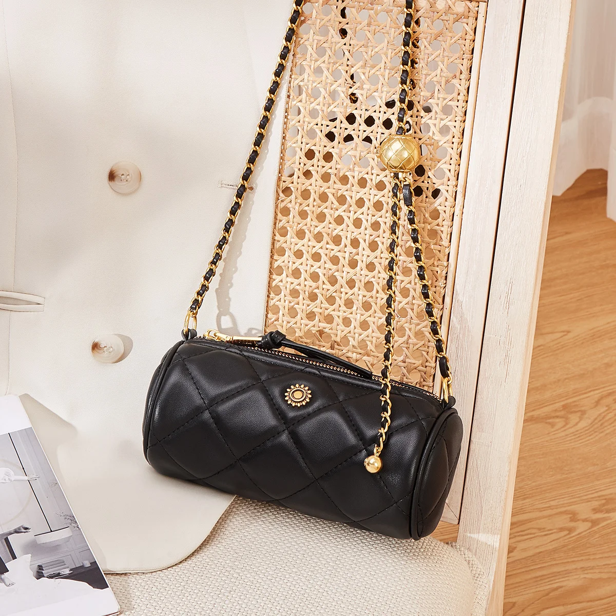 

Женская сумка с цепочкой, роскошная простая сумка через плечо из натуральной кожи, Осень-зима 2023