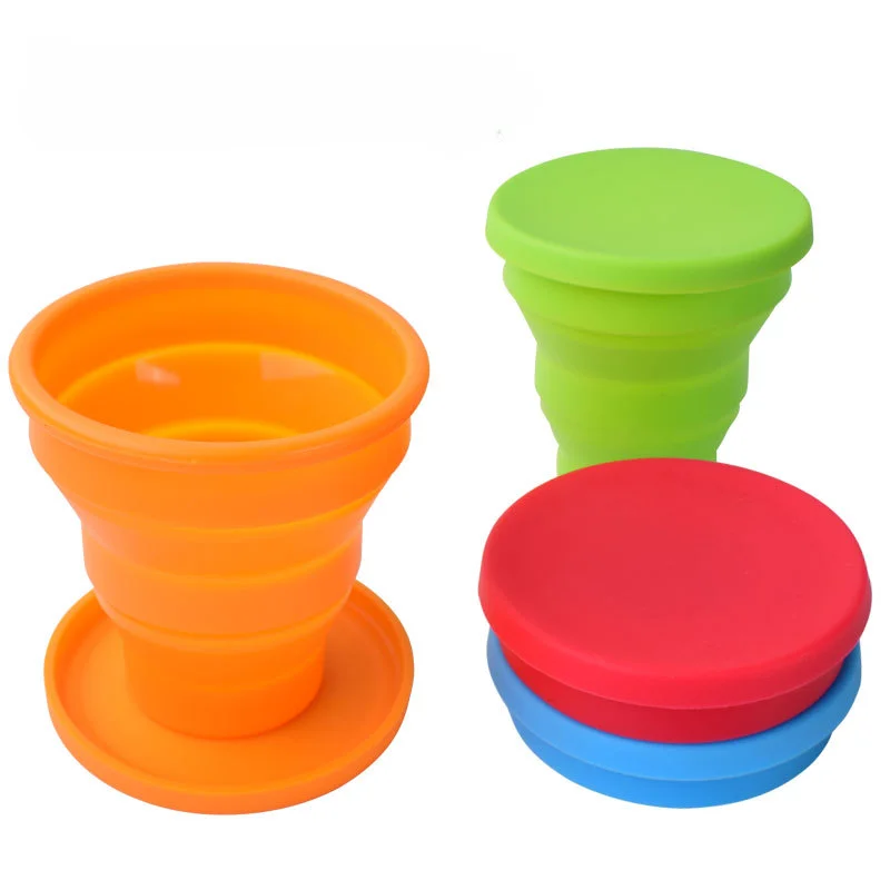 

Hot Sale 200ml Portable Silicone Retractable Folding Cup With Lid Telescopic Collapsible Drinking Cup Outdoor Travel Water Cup