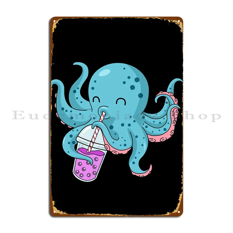

Металлический плакат-Осьминог из пузырчатой чайной бобы, плакат для дизайна гаража, бара, кухни, жестяной плакат