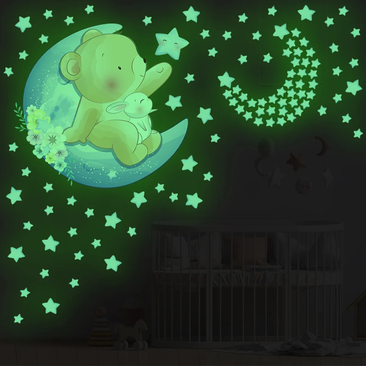 

Luminous Stars Cartoon Animal Wall Stickers Children's Room Living Room Bedroom Creative Simple Decorative Wall Stickers