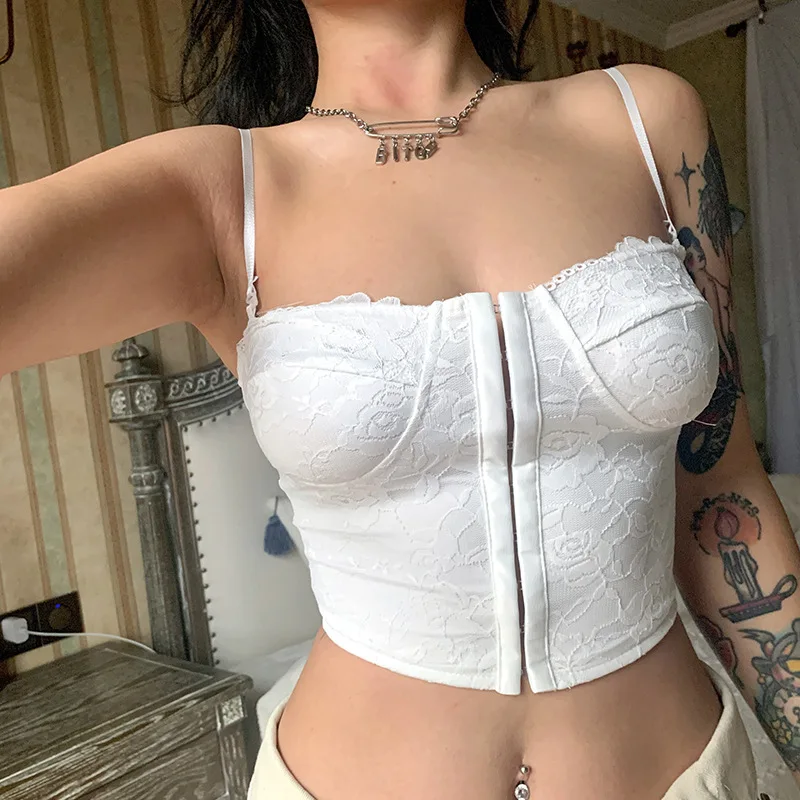 

Women Waist Sling Vintage Denim Bustier Corset Tops Y2K Aesthetic Elegant Blue Trim Square Neck Spaghetti Strap Crop Tops Vest