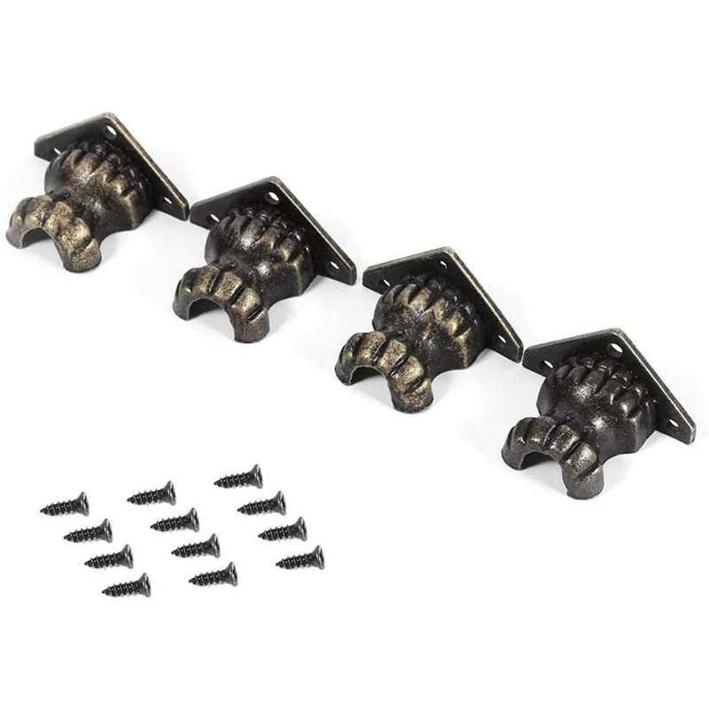

Zinc Alloy Furniture Legs Antique Brass Corner Guard Retro Box Furniture Foot Jewelry Box Corner Guard 4 Pieces
