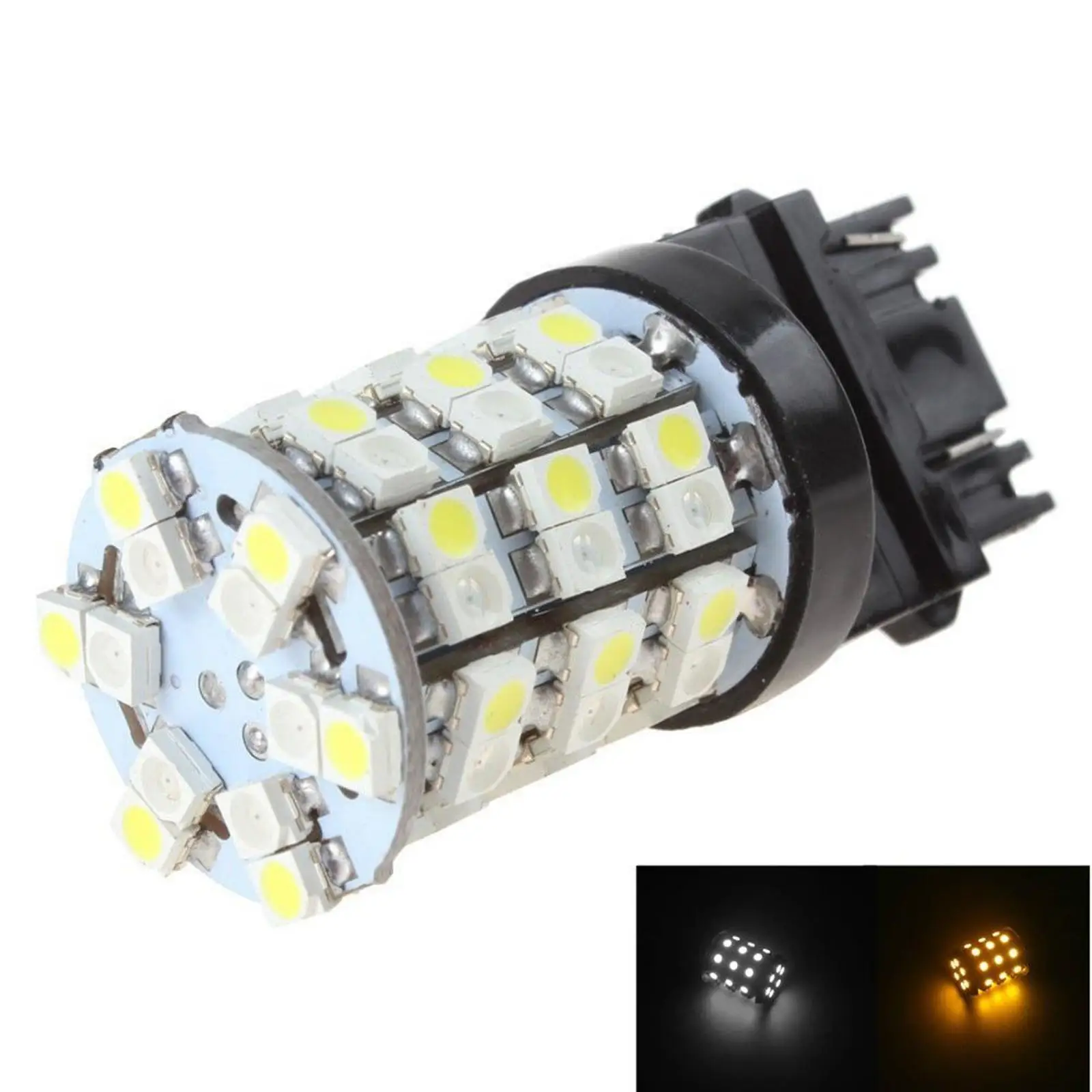 

T25 3157 3528 60SMD Bright White&Yellow Dual Color Turn Signal Brake Tail Parking Running Light
