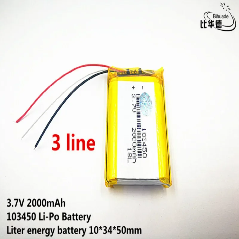 10 шт./лот 3 линии хорошее качество 7 В 2000 мАч 103450 Полимерный