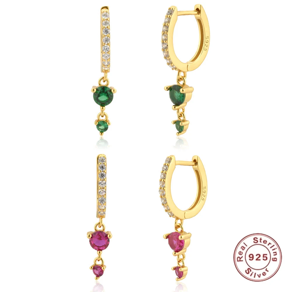 

Delicate Zircon Inlaid Color Dangle Earrings 925 Sterling Silver For Ladies Fashion Trending Accessories The Same Earrings gifts