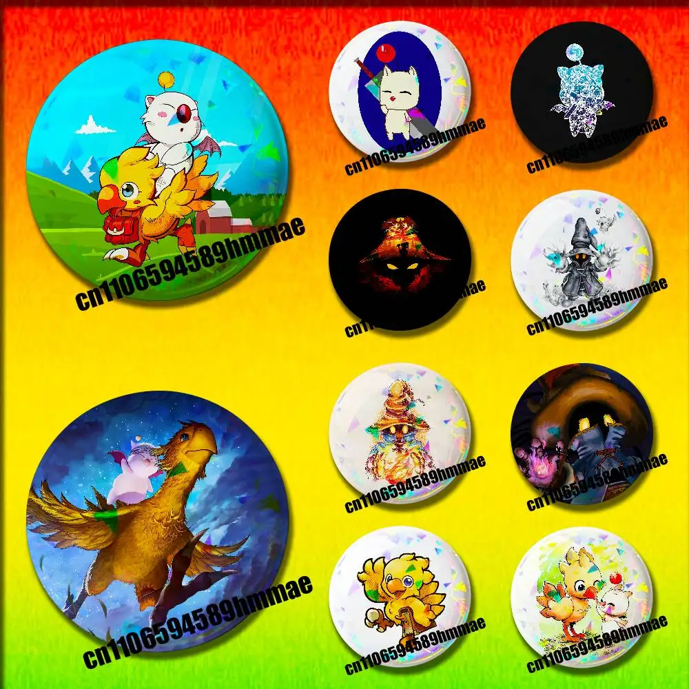 Фото Значки-эмблемы M-Moogle C-Chocobo V-Vivi, круглые значки-броши, декоративные пуговицы для головных уборов, 32 мм №1