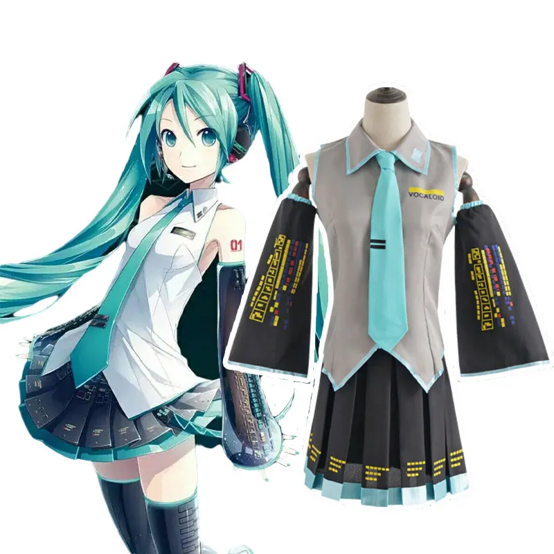 Vocaloid косплей костюм Япония средней длины платье для начинающих будущего парик