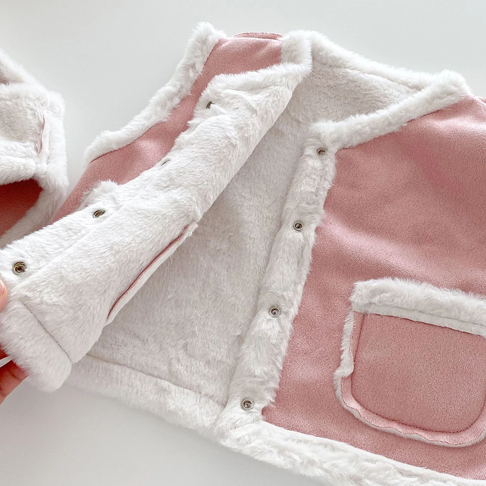 Детский бархатный жилет для девочек на осень и зиму плотные теплые меховые