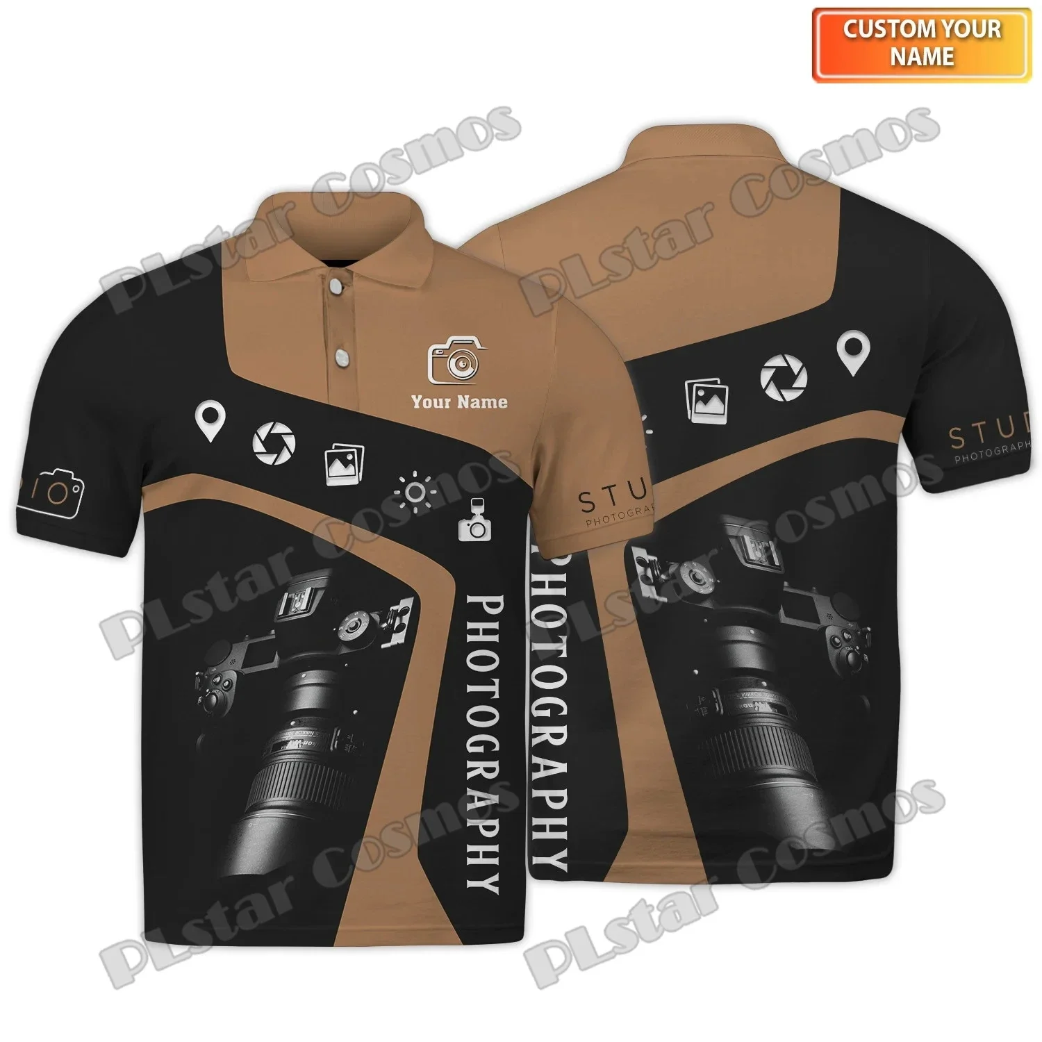 Рубашка-поло мужская с коротким рукавом и 3D-принтом