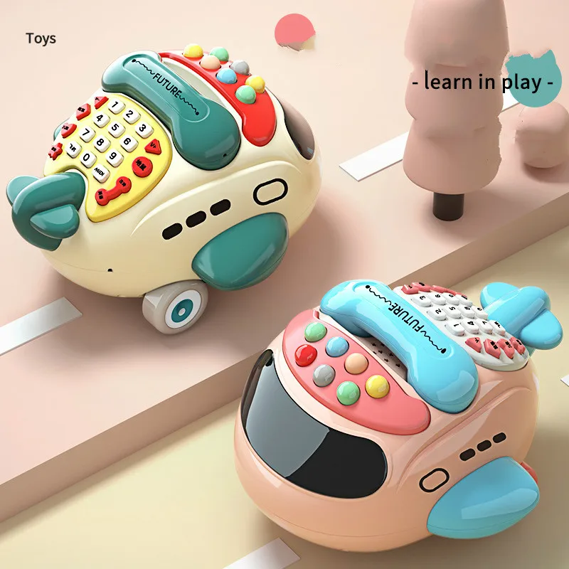 

Children Multifunctional Bilingual Plane Projection Ground Mouse Telephone Story Machine Baby Mobile Phone Educational Toys Gift