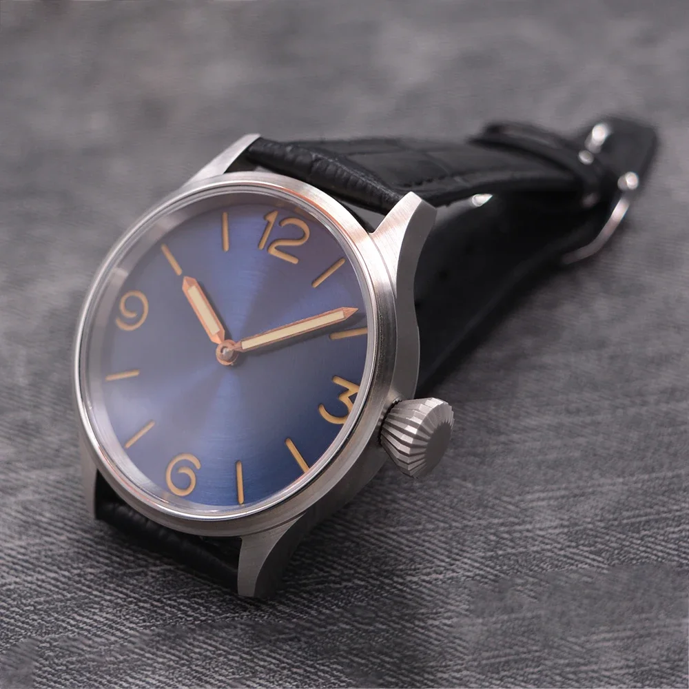 44 мм стерильный циферблат с ручным заводом 6497 механические часы Blu светящийся