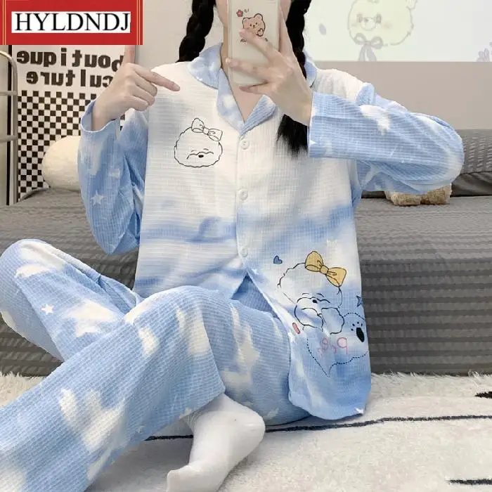 Spring and Summer New Women's Home Pajamas 100% Viscose Long-Sleeved Trousers Ladies Pajamas Set Long Pajamas