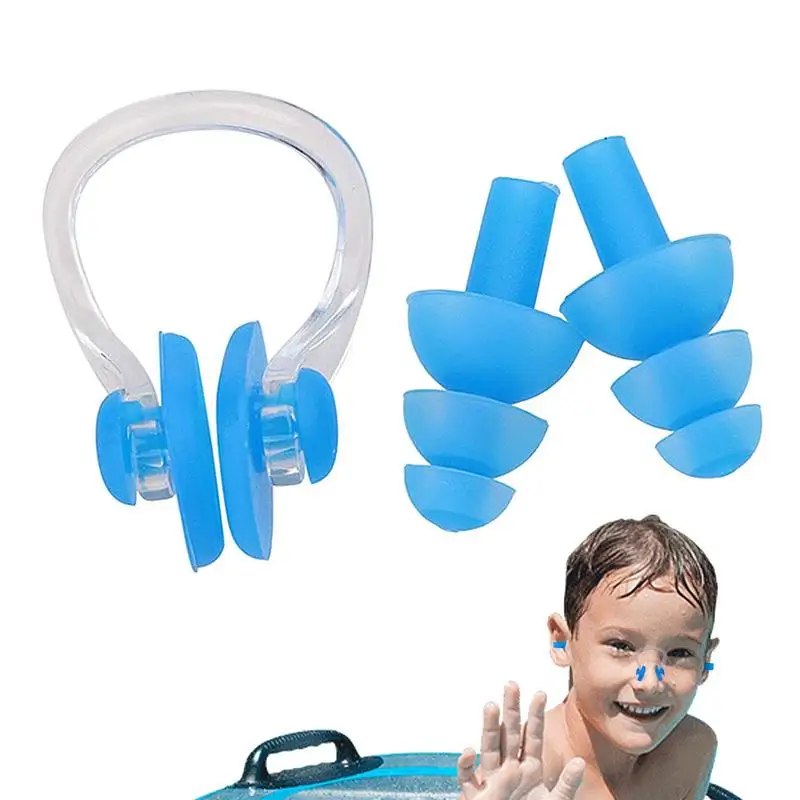 

Kids Unisex Nose Clip Earplugs Waterproof Swimming Nose Clip Soft Silicone Ear Plugs Set Surf Diving Swimming Pool Accessories