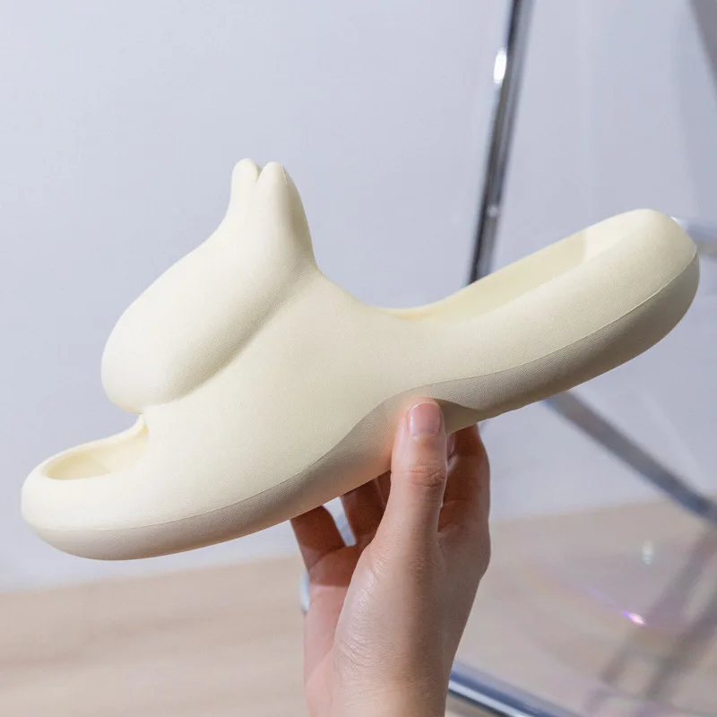 Cute Rabbit Home Slipper for Womans 2023 New Spring Summer Indoor Outdoor Antiskid Sandals Soft Soles Bathroom Shoes Slides