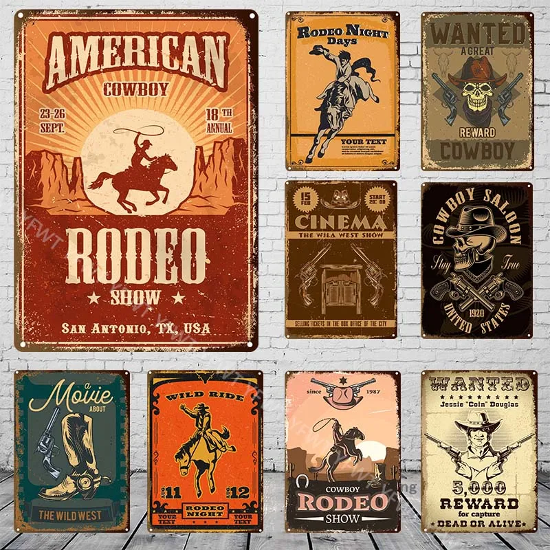 

Западный ковбойский металлический жестяной знак, винтажный постер из американского фильма, художественные Декоративные плакаты, настенна...