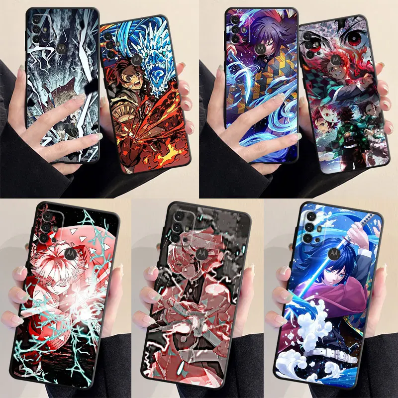 

Black Soft Cover Anime Demon Slayer Case for Motorola Moto X30 S30 E6s One Fusion Plus One Hyper Edge 20 Lite 30 Pro G Stylus