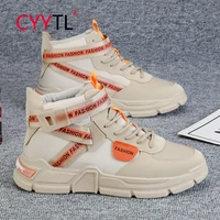 cyytl mens leather sneakers fashion casual mid top walking skateboard shoes students breathable tennis lace up zapatos hombre