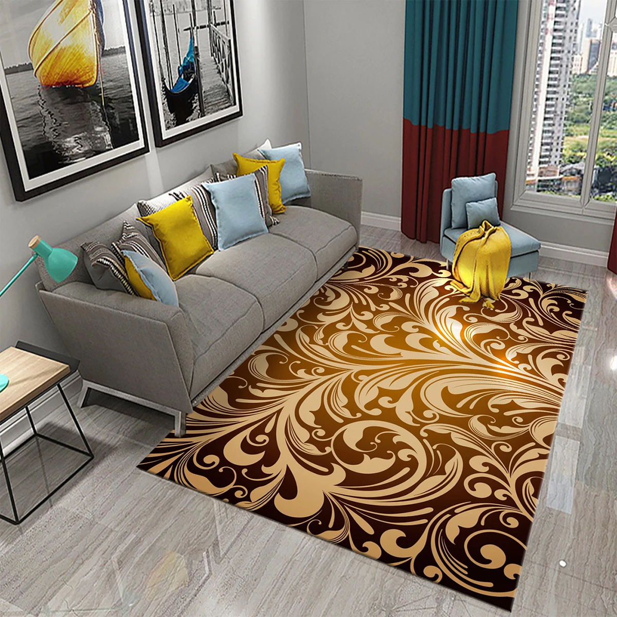 

3D Ретро греческий Золотой винтажный ковер для ванной комнаты, Противоскользящий коврик, комнатный напольный ковер для спальни