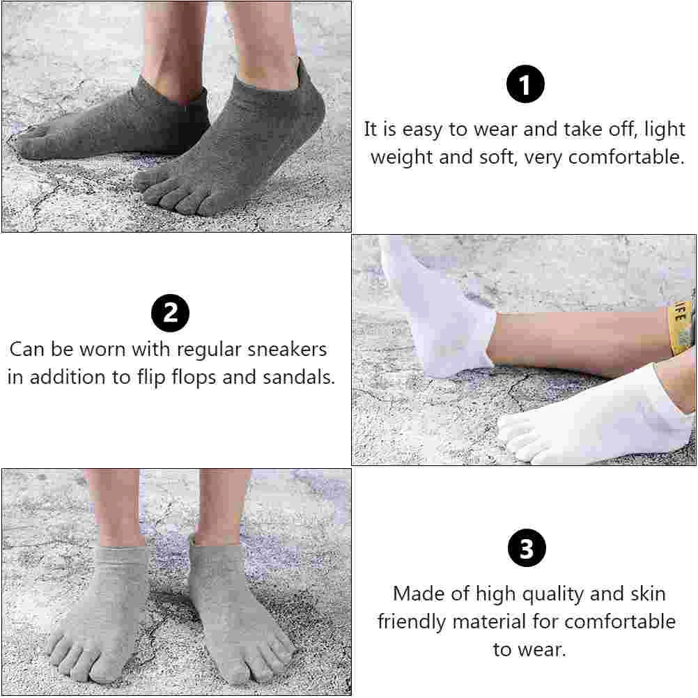 4Pairs Men Five-toed Short Socks Soft Cotton Socks Men Socks Five-toed Socks Breathable Toe Socks for Gift Men
