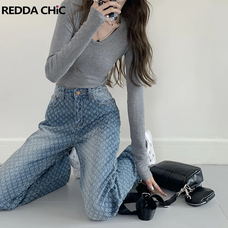 

Женские винтажные джинсы REDDACHiC 2000s Y2k, Новые повседневные широкие брюки в Корейском стиле, прямые брюки с высокой талией, мешковатые джинсы для мам, 2022