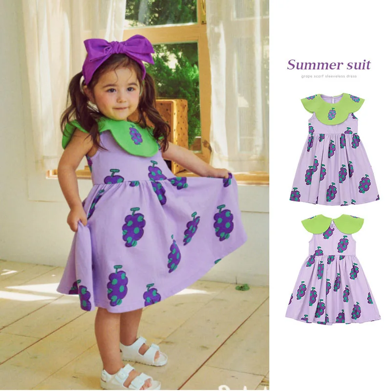 

2022 KOREAN VERSION SUMMER GIRLS DRESS FULL OF GRAPE COTTON CHILD SUMMER SKIRT