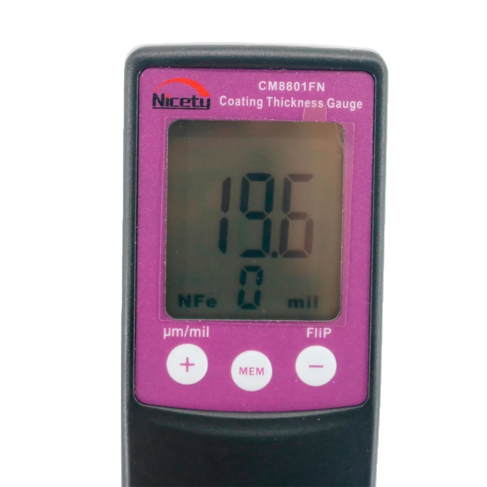

Nicety Coating Thickness Meter CM8801FN Range: 0 - 1250um; M, 0 - 50mil Resolution: 1um0.1mils