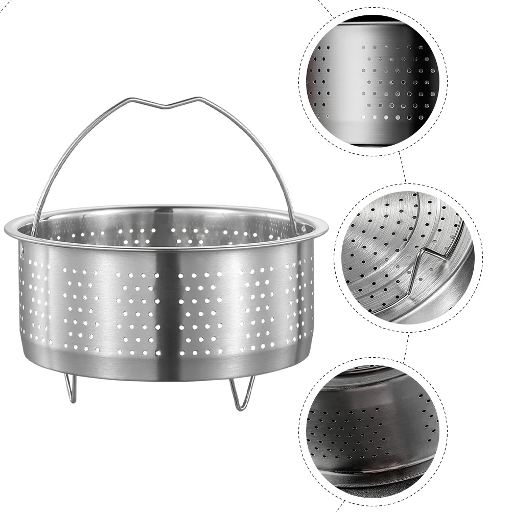 

Stainless Steel Steamer Basket Metal Steamer Insert Steaming Rack Handle Vegetables Fruit Colander Strainer Rice Cooker Steaming